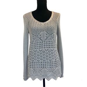 𝅺MELANIE lyne light gray long sleeve lined knit sweater Sz S